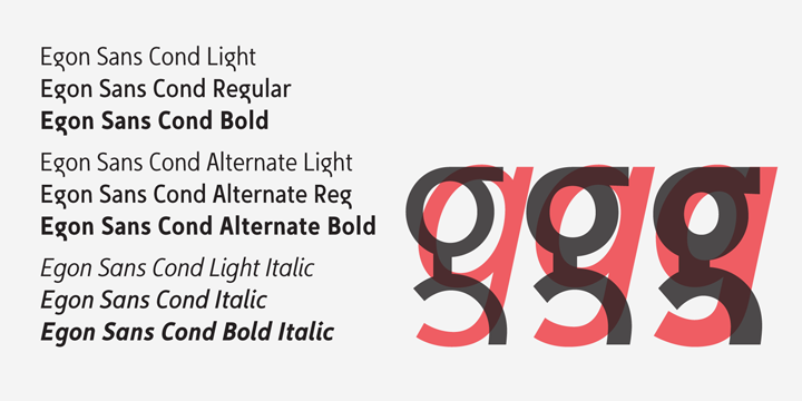 Beispiel einer Egon Sans Condensed Bold Italic-Schriftart